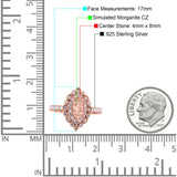 Halo Vintage Style Art Deco Solitaire Accent Marquise Wedding Engagement Ring Round Simulated Cubic Zirconia 925 Sterling Silver