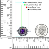 Halo Vintage Style Art Deco Solitaire Accent Cushion Wedding Engagement Ring Round Simulated Cubic Zirconia 925 Sterling Silver