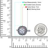 Halo Vintage Style Art Deco Solitaire Accent Cushion Wedding Engagement Ring Round Simulated Cubic Zirconia 925 Sterling Silver