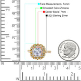 Halo Vintage Style Art Deco Solitaire Accent Cushion Wedding Engagement Ring Round Simulated Cubic Zirconia 925 Sterling Silver