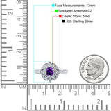 Halo Vintage Style Art Deco Solitaire Accent Wedding Engagement Ring Round Simulated Cubic Zirconia 925 Sterling Silver