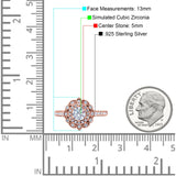 Halo Vintage Style Art Deco Solitaire Accent Wedding Engagement Ring Round Simulated Cubic Zirconia 925 Sterling Silver