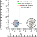 Halo Vintage Style Art Deco Solitaire Accent Oval Wedding Engagement Ring Simulated Cubic Zirconia 925 Sterling Silver