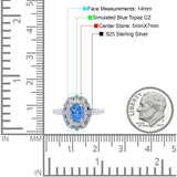 Halo Vintage Style Art Deco Solitaire Accent Oval Wedding Engagement Ring Simulated Cubic Zirconia 925 Sterling Silver