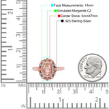 Halo Vintage Style Art Deco Solitaire Accent Oval Wedding Engagement Ring Simulated Cubic Zirconia 925 Sterling Silver