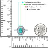 Halo Vintage Style Art Deco Solitaire Accent Oval Wedding Engagement Ring Simulated Cubic Zirconia 925 Sterling Silver