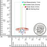 Vintage Art Deco Wedding Ring Round Simulated Cubic Zirconia 925 Sterling Silver