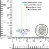 Vintage Art Deco Wedding Ring Round Simulated Cubic Zirconia 925 Sterling Silver