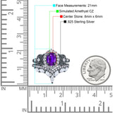 Marquise Art Deco Band Wedding Engagement Bridal Ring Oval Accent Vintage Round Simulated Cubic Zirconia 925 Sterling Silver
