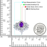 Marquise Art Deco Band Wedding Engagement Bridal Ring Oval Accent Vintage Round Simulated Cubic Zirconia 925 Sterling Silver