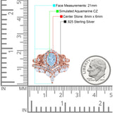 Marquise Art Deco Band Wedding Engagement Bridal Ring Oval Accent Vintage Round Simulated Cubic Zirconia 925 Sterling Silver