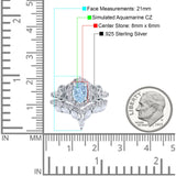 Marquise Art Deco Band Wedding Engagement Bridal Ring Oval Accent Vintage Round Simulated Cubic Zirconia 925 Sterling Silver