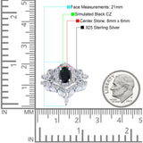 Marquise Art Deco Band Wedding Engagement Bridal Ring Oval Accent Vintage Round Simulated Cubic Zirconia 925 Sterling Silver