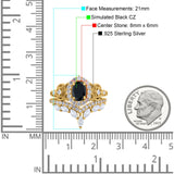 Marquise Art Deco Band Wedding Engagement Bridal Ring Oval Accent Vintage Round Simulated Cubic Zirconia 925 Sterling Silver