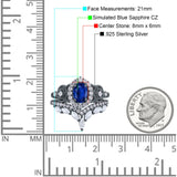 Marquise Art Deco Band Wedding Engagement Bridal Ring Oval Accent Vintage Round Simulated Cubic Zirconia 925 Sterling Silver