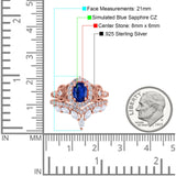 Marquise Art Deco Band Wedding Engagement Bridal Ring Oval Accent Vintage Round Simulated Cubic Zirconia 925 Sterling Silver