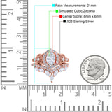 Marquise Art Deco Band Wedding Engagement Bridal Ring Oval Accent Vintage Round Simulated Cubic Zirconia 925 Sterling Silver