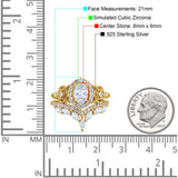 Marquise Art Deco Band Wedding Engagement Bridal Ring Oval Accent Vintage Round Simulated Cubic Zirconia 925 Sterling Silver