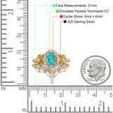 Marquise Art Deco Band Wedding Engagement Bridal Ring Oval Accent Vintage Round Simulated Cubic Zirconia 925 Sterling Silver