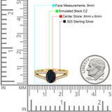 Split Shank Halo Oval Wedding Engagement Ring Round Black Simulated Cubic Zirconia 925 Sterling Silver