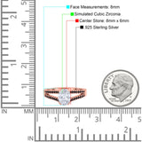 Split Shank Halo Oval Wedding Engagement Ring Round Black Simulated Cubic Zirconia 925 Sterling Silver