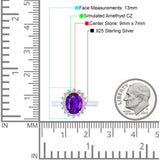 Halo Art Deco Oval Wedding Engagement Bridal Ring Round Simulated Cubic Zirconia 925 Sterling Silver