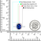 Halo Art Deco Oval Wedding Engagement Bridal Ring Round Simulated Cubic Zirconia 925 Sterling Silver