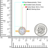 Halo Art Deco Oval Wedding Engagement Bridal Ring Round Simulated Cubic Zirconia 925 Sterling Silver