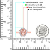 Halo Art Deco Oval Wedding Engagement Bridal Ring Round Simulated Cubic Zirconia 925 Sterling Silver