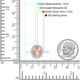 Halo Art Deco Oval Wedding Engagement Bridal Ring Round Simulated Cubic Zirconia 925 Sterling Silver