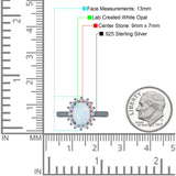 Halo Art Deco Oval Wedding Engagement Bridal Ring Round Simulated Cubic Zirconia 925 Sterling Silver