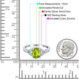 Oval Art Deco Wedding Engagement Bridal Ring Accent Vintage Round Simulated Cubic Zirconia 925 Sterling Silver