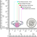 Oval Art Deco Wedding Engagement Bridal Ring Accent Vintage Round Simulated Cubic Zirconia 925 Sterling Silver