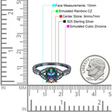 Oval Art Deco Wedding Engagement Bridal Ring Accent Vintage Round Simulated Cubic Zirconia 925 Sterling Silver