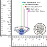 Oval Art Deco Wedding Engagement Bridal Ring Accent Vintage Round Simulated Cubic Zirconia 925 Sterling Silver
