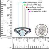 Oval Art Deco Wedding Engagement Bridal Ring Accent Vintage Round Simulated Cubic Zirconia 925 Sterling Silver