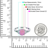 Oval Green Emerald Art Deco Wedding Engagement Bridal Ring Accent Vintage Round Simulated Cubic Zirconia 925 Sterling Silver