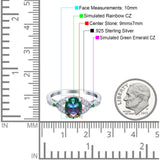 Oval Green Emerald Art Deco Wedding Engagement Bridal Ring Accent Vintage Round Simulated Cubic Zirconia 925 Sterling Silver