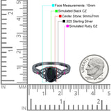Oval Art Deco Wedding Engagement Bridal Ring Accent Vintage Round Simulated Ruby Cubic Zirconia 925 Sterling Silver