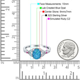 Oval Art Deco Wedding Engagement Bridal Ring Accent Vintage Round Simulated Ruby Cubic Zirconia 925 Sterling Silver
