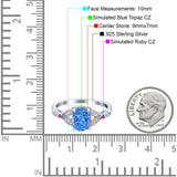 Oval Art Deco Wedding Engagement Bridal Ring Accent Vintage Round Simulated Ruby Cubic Zirconia 925 Sterling Silver