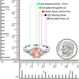 Oval Art Deco Wedding Engagement Bridal Ring Accent Vintage Round Simulated Ruby Cubic Zirconia 925 Sterling Silver