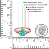 Oval Art Deco Wedding Engagement Bridal Ring Accent Vintage Round Simulated Ruby Cubic Zirconia 925 Sterling Silver