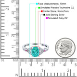 Oval Art Deco Wedding Engagement Bridal Ring Accent Vintage Round Simulated Ruby Cubic Zirconia 925 Sterling Silver