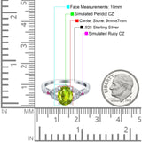 Oval Art Deco Wedding Engagement Bridal Ring Accent Vintage Round Simulated Ruby Cubic Zirconia 925 Sterling Silver