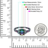 Oval Art Deco Wedding Engagement Bridal Ring Accent Vintage Round Simulated Ruby Cubic Zirconia 925 Sterling Silver
