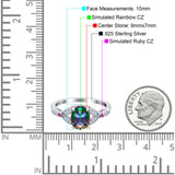 Oval Art Deco Wedding Engagement Bridal Ring Accent Vintage Round Simulated Ruby Cubic Zirconia 925 Sterling Silver