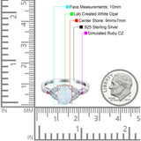 Oval Art Deco Wedding Engagement Bridal Ring Accent Vintage Round Simulated Ruby Cubic Zirconia 925 Sterling Silver