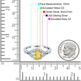 Oval Art Deco Wedding Engagement Bridal Ring Accent Vintage Round Simulated Ruby Cubic Zirconia 925 Sterling Silver