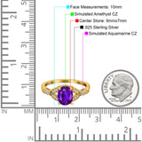 Oval Blue Aquamarine Art Deco Wedding Engagement Bridal Ring Accent Vintage Round Simulated Cubic Zirconia 925 Sterling Silver